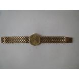 9ct gold sovereign men's wrist watch, 30.5g Fair condition