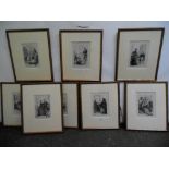 Set of eight black and white prints "Illustrations from the Cornhill magazine 1873" 15x10 framed and