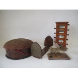 Qty of mixed collectables inc. footstool, weights, book rack etc