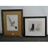 MARTIN SALMON C20th British water-colour "Barn Owl and Bat" signed lower right, dated 1984 28x19 and