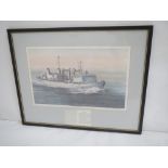 Limited Edition print of HMCS Profecteur No 126 of 400, signed by Pat Burstall