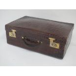 Good quality crocodile leather brown suitcase with brass patent English locks 56 cm x 37 x 20 cm