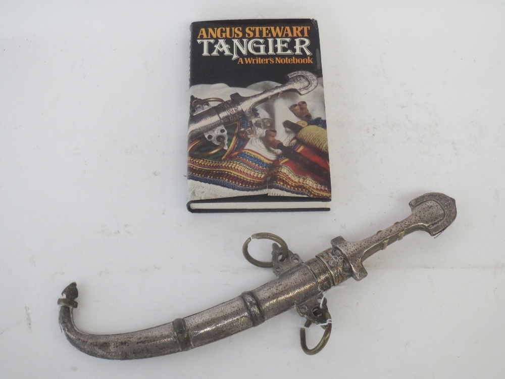 Turkish white metal dagger with a related book