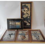 Japanese School - A set of three figural studies coloured woodblock prints.  Signed, 35 x 24 cm .  A