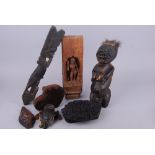 Group of Oriental wood objects. CONDITION REPORTS: please email auctioneer for more information