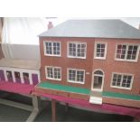 Large Georgian style dolls house, stables, and a large quanitity of good dolls house furniture and