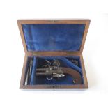 Tap action pistol, by Goodwin of London, in a rosewood box with tools C1780