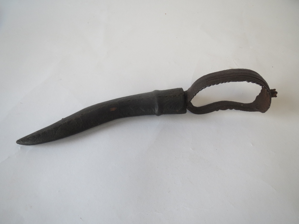 Afghan Kyber knife with bone handle and leather scabord - Image 2 of 2