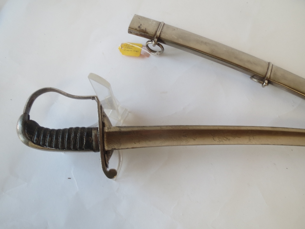 German cavalary sabre with leather grip handle and metal scabbard c1780 - Image 2 of 2