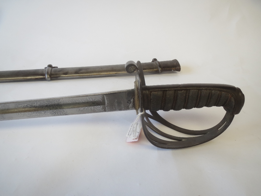 Victorian Rifle Brigade sword by Nathan of London with shark skin handle and metal scabbard - Image 2 of 2