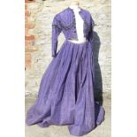 Late Victorian ladies evening dress with lace work colar together with a large printed 'Paisley