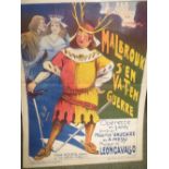 French lithographic colour poster "Malbrouk s'en VA-T-EN Guerre  70 x 50