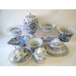 Large qty of decorative blue and white china