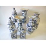 Large qty of blue and white vases