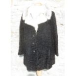 Ladies black wool coat with fur collar