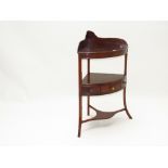 George III mahogany corner washstand with galleried top top over an under tier with frieze drawer on