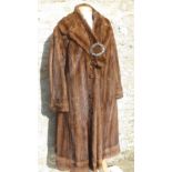 Ladies 3/4 length dark brown mink coat with belt