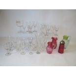 Collection of twenty seven C19th/C20th glasses, together with three cranberry glass vessels and a