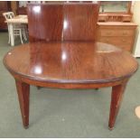 Edwardian mahogany crossbanded dining table with two leaves on square tapering legs 247 L fully