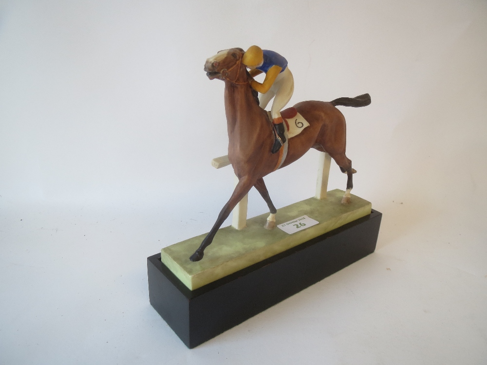 Royal Worcester bone china horse racing group 'Cantering to the Post' modelled by Doris Lindner No'd - Image 2 of 2