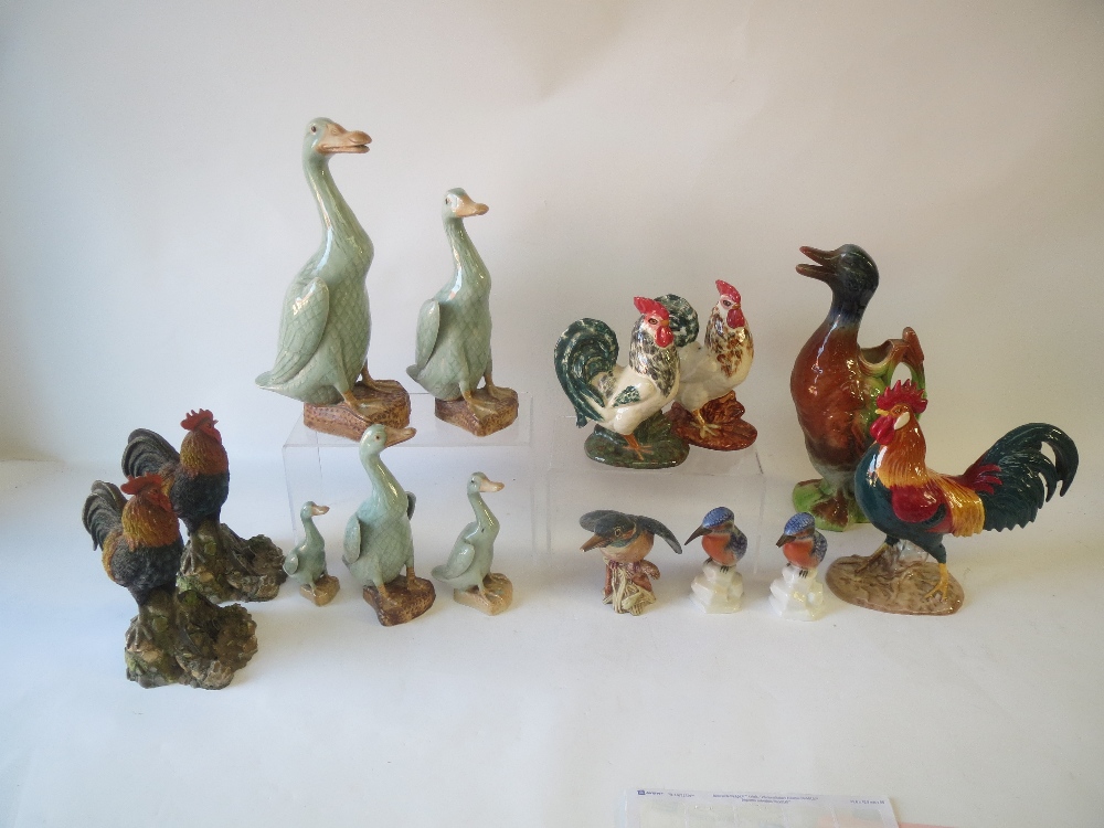 Large qty of china figures, ducks, hens, birds etc