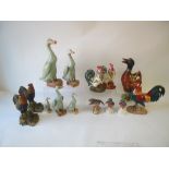 Large qty of china figures, ducks, hens, birds etc