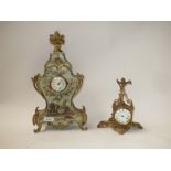 British United Clock Co Ltd lacquered brass novelty timepiece on shell cast base, 20cm H together