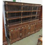 C19th Colonial , believed to be Sri Lankan mahogany dresser with applied brass mounts , the upper