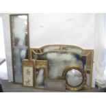 Qty gilt framed wall mirrors