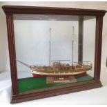 C20th Continental Wooden Scratch built model Boat 'Trotamares' in four sided glass display case