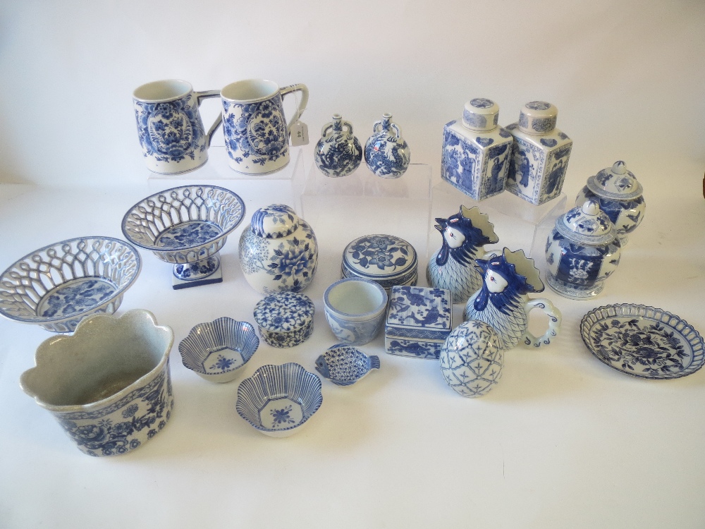 Large qty of modern blue and white decorative china