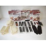 Qty of mixed forend guards and shooting pads, leather shooting gloves and peg marker