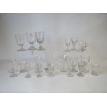 Collection of twenty one assorted C18th/C19th glasses to include rummers, custard cups, jellies