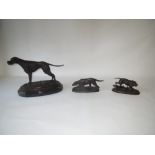 Three Bronze models of Hunting Dogs, largest 25cm H