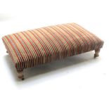 Newly upholstered long stool in multi coloured stripe fabric 25Hx107L