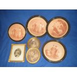 Qty of framed and glazed mainly circular, decorative paintings and engravings
After Angelica