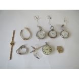 Four mixed silver pocket watches, two lady's watches, Gent's Rotary watch and two pockets