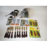 Qty of mixed chamber brush dog whistles shotgun patches and ear muffs