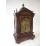 George III rosewood and cut brass inlaid bracket clock with silvered chaptered ring, fusee movement,