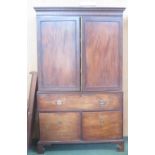 Early C19th mahogany linen press with five sliding drawers over three rawers on bracket feet,