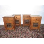 Two pairs reproduction teak bedside cabinets 63H x 43L