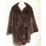 Ladies vintage 3/4 length dark brown fur coat by WILKIES of Edinburgh ,  brown fur coat