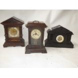 c.1900 Oak cased breakfast clock with 2 train movement, French black slate architectual clock and