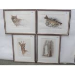 Vanetta Joffe - Female Nude, monochrome wash, signed, J Sands. Set of four animal/fish limited