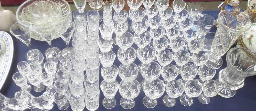 Large qty of drinking glass, vases, bowls etc