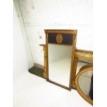 Adam style gilt wood pier mirror and two other oval mirrors