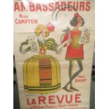 French lithographic colour poster "Ambassadeurs La Revue" 119 x 80