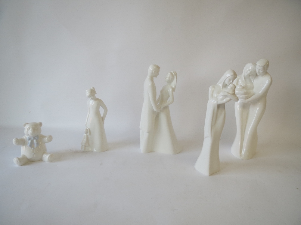 Group of five, Moments by Coalport' white glazed bone china figures, all boxed