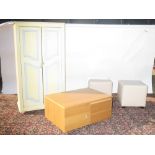 Painted wardrobe 152 H x 80 L, small TV cabinet, two poufes (40 H x 86 L)