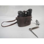 Carl Zeiss Binoculars 8 x 30, Jena in leather case, Horn handle pocket knife plated figure of